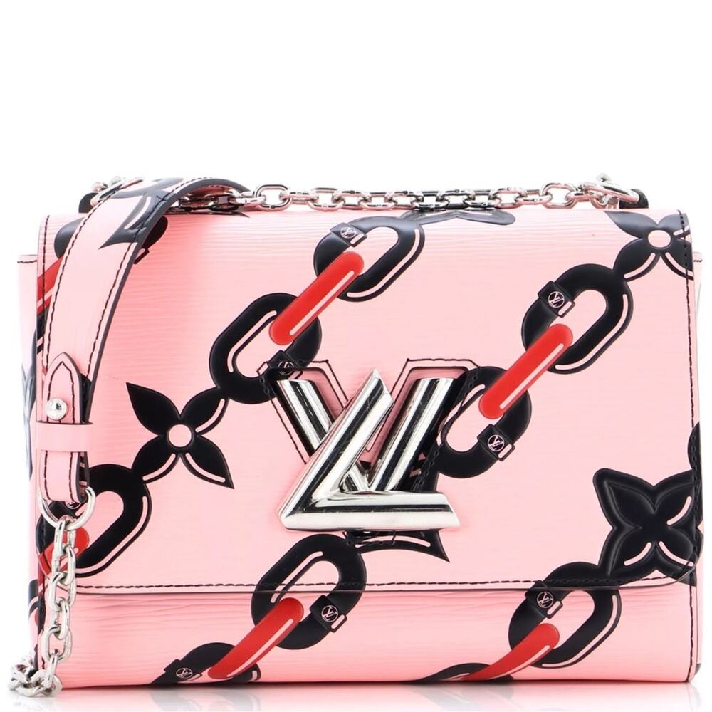Louis Vuitton chain Twist Handbag Limited Edition Print Epi Leather MM Pink